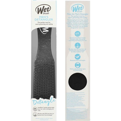 Wet Brush Detangler Brown Leather kefa na vlasy pre mužov Black 1 ks