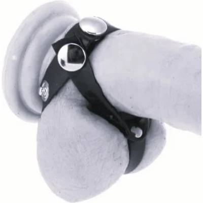 Пенис пръстен с лента за тестиси от кожа - Penis Strap 2 (RIM0007434)