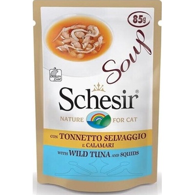 Schesir Adult Cat Soup пауч супа за котки с риба тон и калмари 85gr