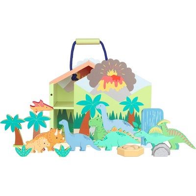 Orange Tree Toys Дървен игрален комплект Orange Tree Toys - Динозаври, 21 части (OTT11409)