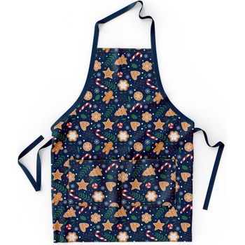Avax kuchyňská zástěra vánoční QK-201 perníčky na tmavě modré 60x75cm