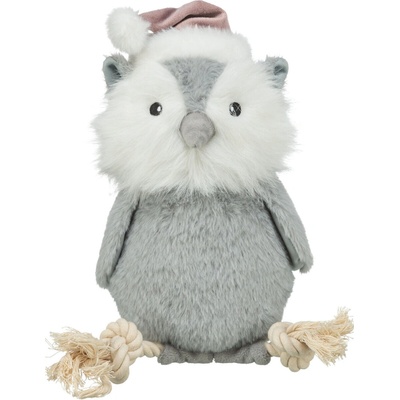 Trixie vianočná sova na lane so zvukom šedá biela béžová 31 cm