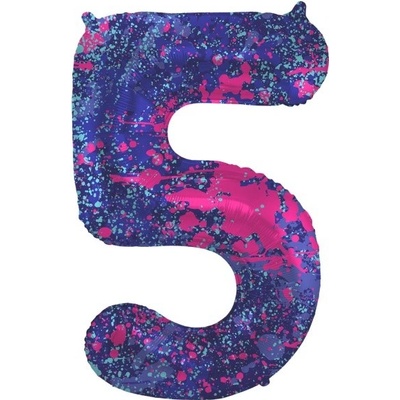 Folat Balónek fóliový číslo 5 Barevné skvrny 86 cm