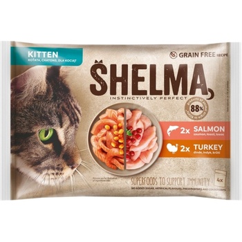 SHELMA Cat Kitten losos morka 4 x 85 g