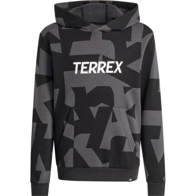 adidas Terrex Детски суичър adidas Terrex Kid's MT AOP Logo Hoodie - Carbon / Black - размер 128 (EU) (704-5877-0112)