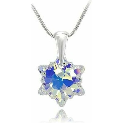 Swarovski Elements Stříbrný náhrdelník visací bílá duhová vločka, protěž, kytička 34221.1 Crystal AB