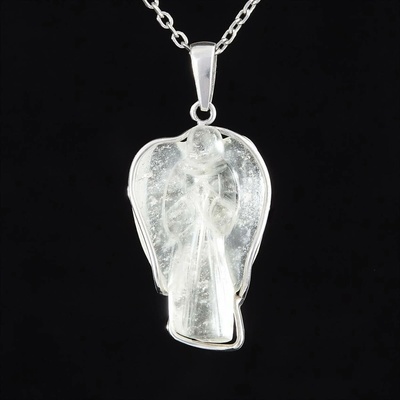 My Moldavite Stříbrný přívěsek s libyjským sklem anděl 25 76