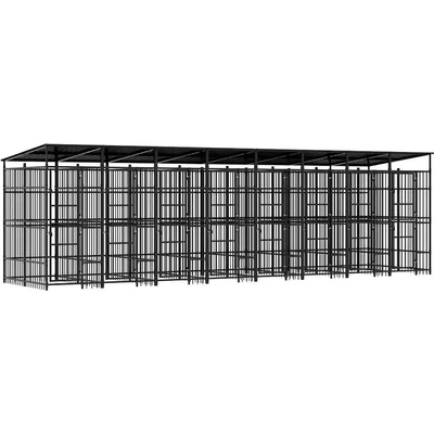 VidaXL Kotec pro psa 3097953 ocelová se zastřešením 768 x 192 x 200 cm