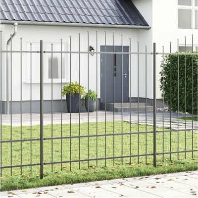 vidaXL Zahradní plot 4 pcs Šedá 170 x 215 cm Práškově lakovaná ocel