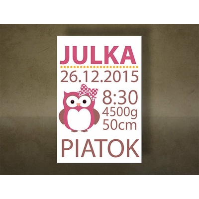 Papilora Naše dievčatko Obraz na stenu s textom - 60x90 cm