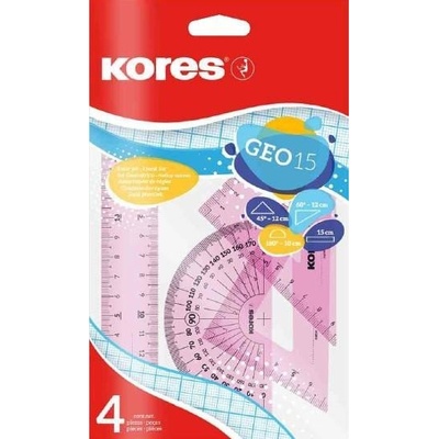 Kores GEO set 15cm set plastových pravítek 4 ks v polybagu – Zboží Dáma