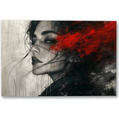 Plakát – Monochromní portrét s červeným akcentem Bez rámu Bez rámu Ano 105 × 70 cm