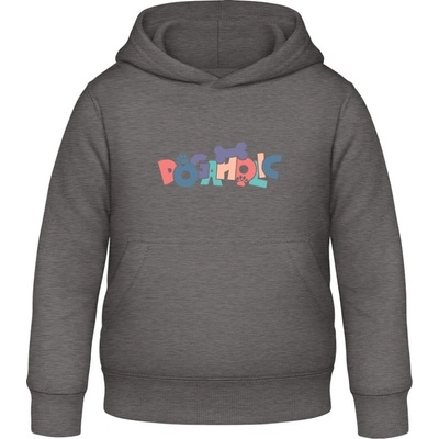 AWDis detská mikina s Kapucňu Psí dizajn s nápisom DOGAHOLIC Uhlíková