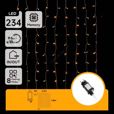 Aigostar - LED външна коледна гирлянда 234xLED/8 функции 1, 2x1, 8 m IP44 топло бяло (AI2140)