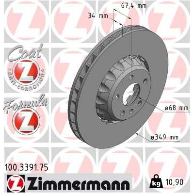Brzdový kotúč ZIMMERMANN 100.3391.75 (100339175)