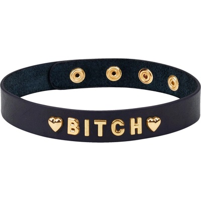 Liebe Seele Choker Bitch (Gold), kožený fetiš obojok