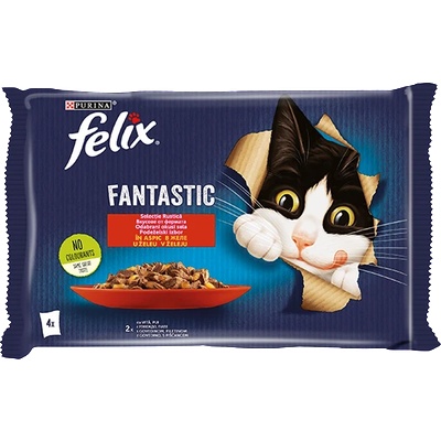 Purina Felix Fantastic Multipack Chicken & Beef - паучове с пилешко и говеждо - 4 x 85 г