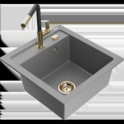 Vito гранитна мивка с 1 отделение с кухненски смесител Flora, сив - 6503-71-670401-57-G (6503-71-670401-57-G)