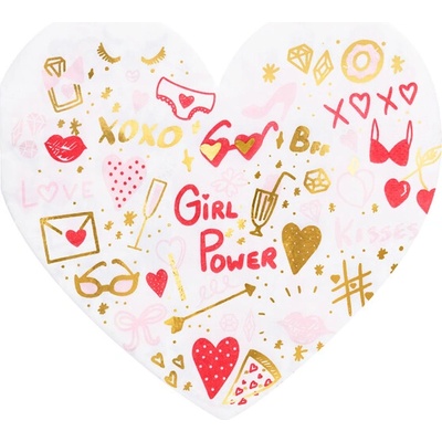 PartyDeco servítky srdce Girl Power 16x15cm 20ks
