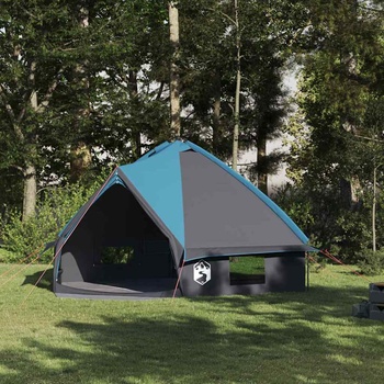 vidaXL Тент тип Teepee за 8 души Синьо и сиво 490 x 410 x 210 см (42004069)
