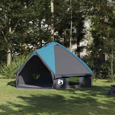 vidaXL Тент тип Teepee за 8 души Синьо и сиво 490 x 410 x 210 см (42004069)
