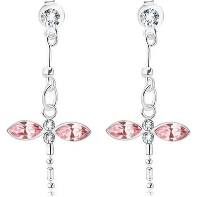 Šperky eshop visící růžovo-čirá vážka krystaly Swarovski I31.03