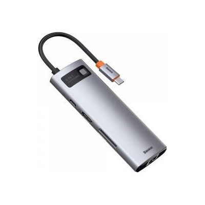 Baseus Hub 8w1 Baseus Metal Gleam Series, USB-C do 3x USB 3.0 + HDMI + USB-C PD + Ethernet RJ45 + microSD/SD