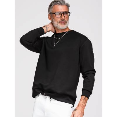 Ombre Clothing Мъжки суитшърт със сребърна и черна аплика пантера на гърба с кръгло деколте - черен V1 OM-SSNZ-0274 Ombre Clothing Ombre Clothing | Cheren | МЪЖЕ | M
