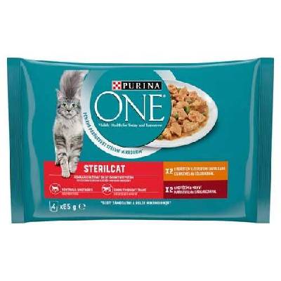 PURINA ONE Multipack Sterilcat mini filetky s kuraťom a zelenými fazuľkami / s hovädzím a mrkvou v šťave 4x85g (PURINA ONE Multipack Sterilcat mini filetky s kuraťom a zelenými fazuľkami / s hovädzím