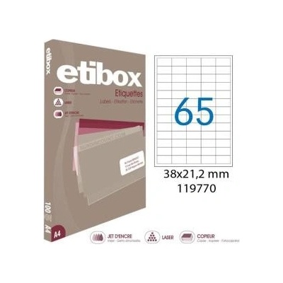 Etikety univerzálne 38x21,2mm Etibox A4 100 hárkov