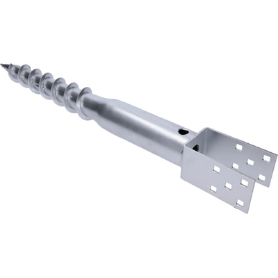 Zemní vrut, patka U, 80 x 80 mm, zinková barva – Sleviste.cz