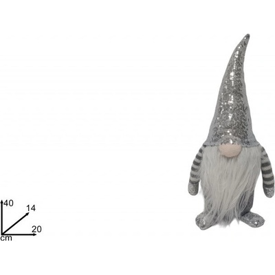 MAKRO Škriatok vianočný strieborný 40cm