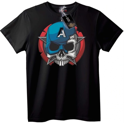 NOONEBRAND Тениска с череп на Капитан Америка - 2XL, Black