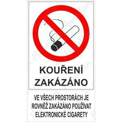 Zákaz kouření elektronických cigaret ve všech prostorách, plast 234 x 420 x 2 mm