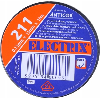 Emos F61512 Elektroizolační páska 15 mm x 10 m černá – Zbozi.Blesk.cz