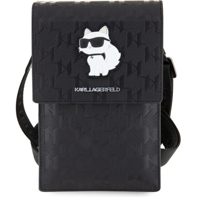 Púzdro Karl Lagerfeld Saffiano Monogram Wallet Phone Bag Choupette NFT, čierne