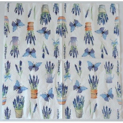 Ubrousek na decoupage Květiny Levandule a motýli – Sleviste.cz