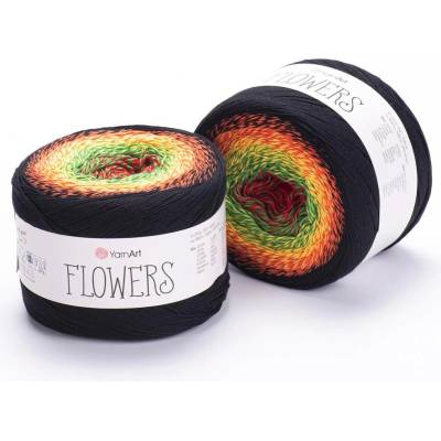 Yarn Art příze Flowers 267 červená, zelená, žlutá, oranžová, černá
