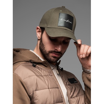 Ombre Clothing Мъжка бейзболна шапка с голяма лепенка каки Ombre Clothing Ombre Clothing | Zelen | МЪЖЕ | ЕДИН РАЗМЕР