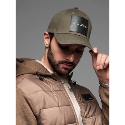 Ombre Clothing Мъжка бейзболна шапка с голяма лепенка каки Ombre Clothing Ombre Clothing | Zelen | МЪЖЕ | ЕДИН РАЗМЕР