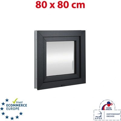 OKNA-HNED.SK Plastové okno 80x80 cm otváravé aj sklopné pravé biele / antracit