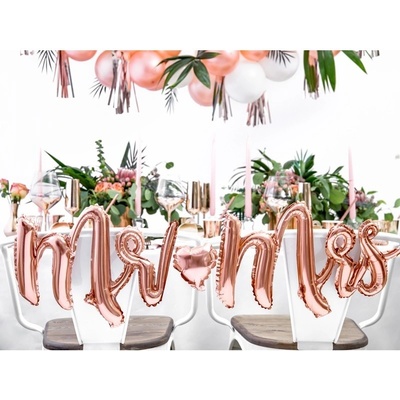 Party Deco FB30M 019R Set fóliových balónov Mr&Mrs Ružové zlato 69x125cm