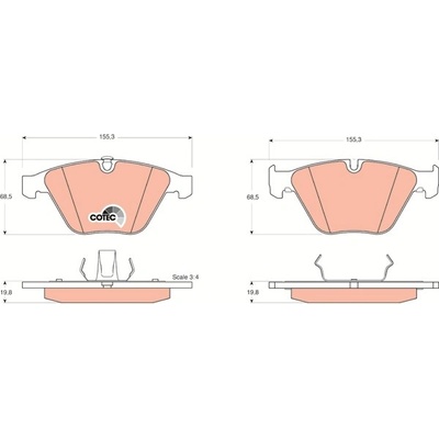 TRW Sada brzdových platničiek kotúčovej brzdy GDB1498