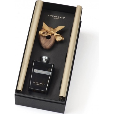 Locherber Milano Dárková sada Aroma difuzér s tyčinkami s nápln Grigio Milano 250 ml + ručně opracované víčko do tvaru oblázku z ořechového dřeva