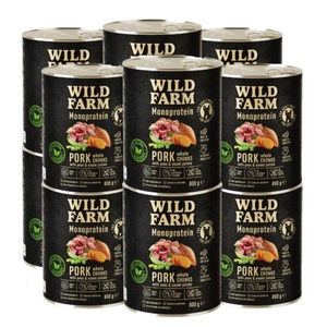WILD FARM Монопротеинова свинска храна 12x800 г хипоалергенна храна за кучета