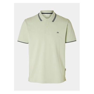 Selected Homme Тениска с яка и копчета 16087840 Зелен Regular Fit (16087840)