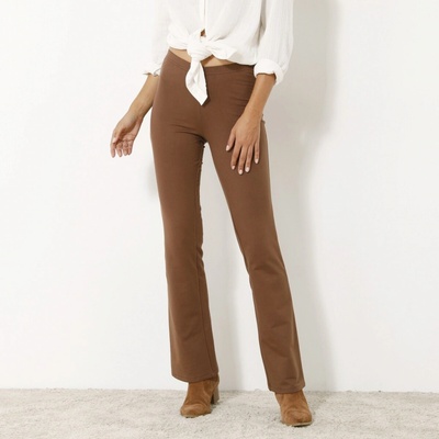 Blancheporte Hrejivé bootcut legíny z česaného moltonu hnedosivá