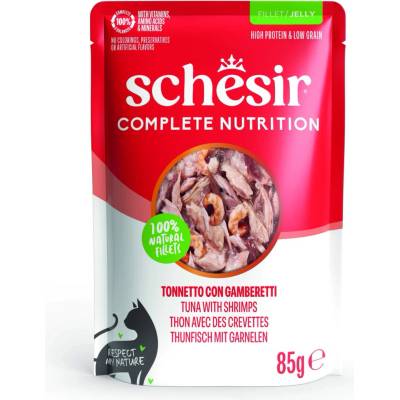 Schesir Complete Nutrition Filet v želé tuňák s krevetami 6 x 85 g