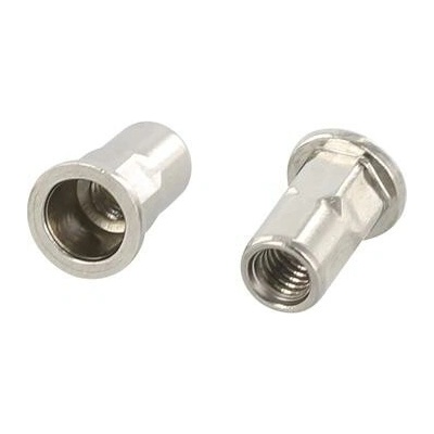 Nýtovací matice plochá hlava M6x15.5, šestihranná otevřená, nerez A2 (250 ks) – Sleviste.cz