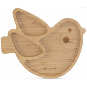 Miniland Дървена чиния с вакуум Miniland - Eco Friendly, Птичка (89473)